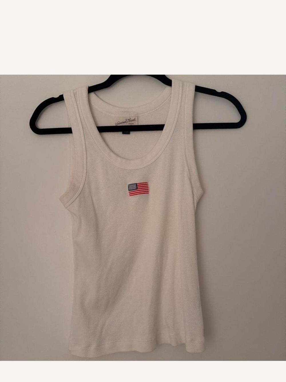 Universal Thread White Tank Top with American Flag Patch